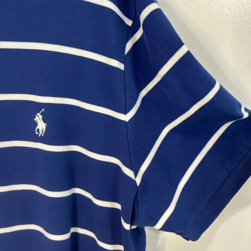Ralph Lauren Blue and White Striped Polo Shirt